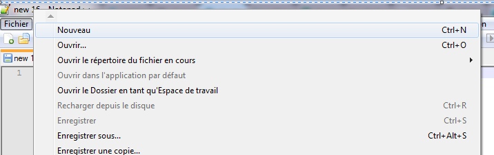 créer un fichier HTML étape 2 cliquer sur fichier nouveau