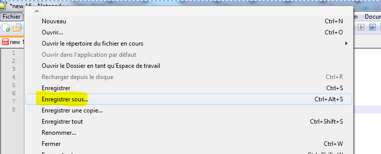 créer un fichier HTML étape 4 enregistrer sous