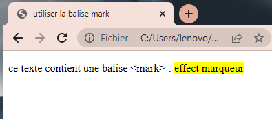 La balise <mark>