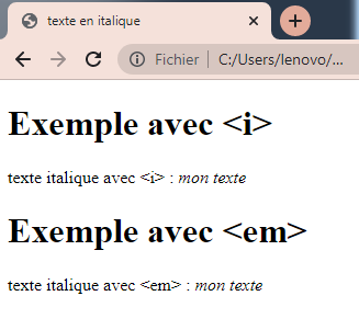Les balises <i> et <em>
