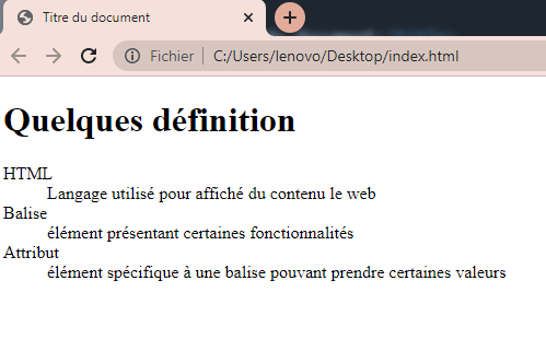 Créer des listes de définition dans HTML