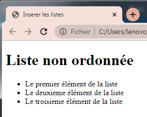 Créer des listes non ordonnées dans HTML