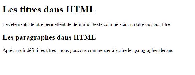 Les titres et les paragraphes en HTML exercice corrigé