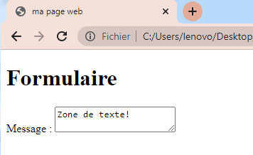 ajouter des zones de texte dans un formulaire HTML