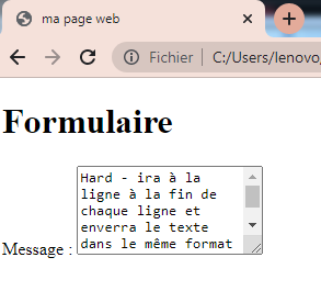 ajouter des zones de texte dans un formulaire HTML : hardSoft