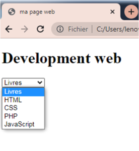 ajouter des listes déroulantes dans un formulaire HTML
