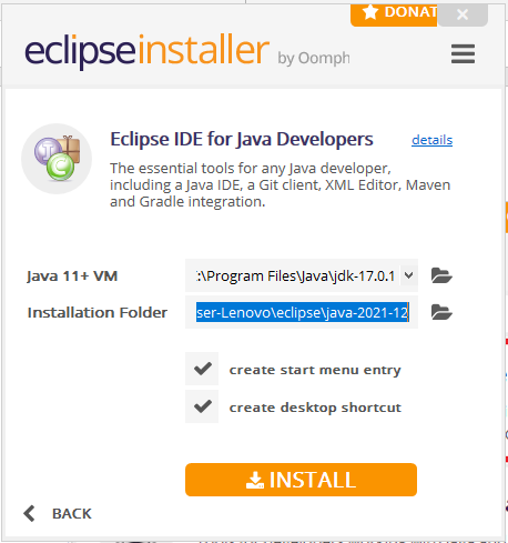 Préparation de l'environnement de développement installation eclipse