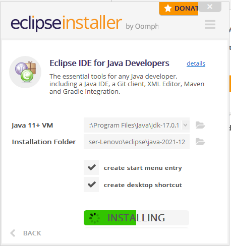 Préparation de l'environnement de développement installation eclipse