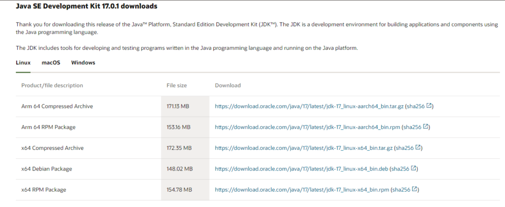 Téléchargement JDK