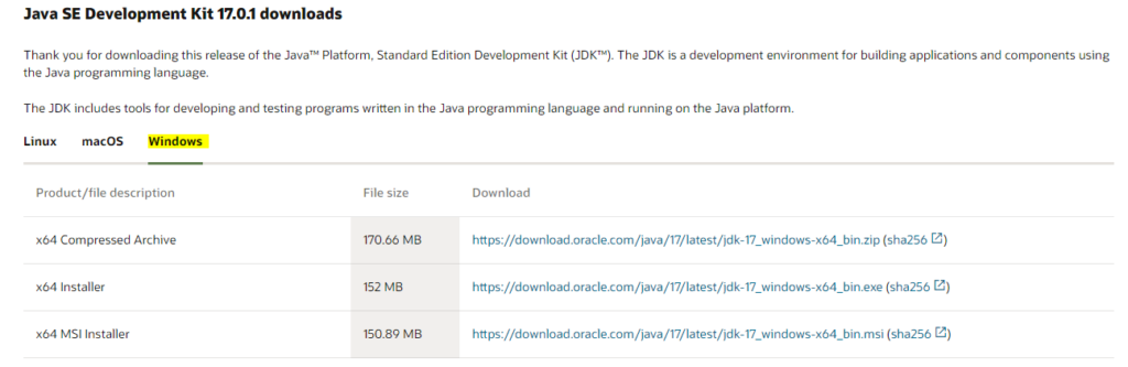 Préparation de l'environnement de développement Téléchargement JDK